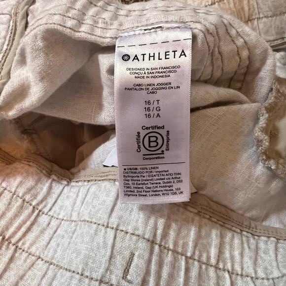 Athleta Cabo Linen Jogger Cream Micro Cheetah - Size 16 Tall - Picture 5 of 7